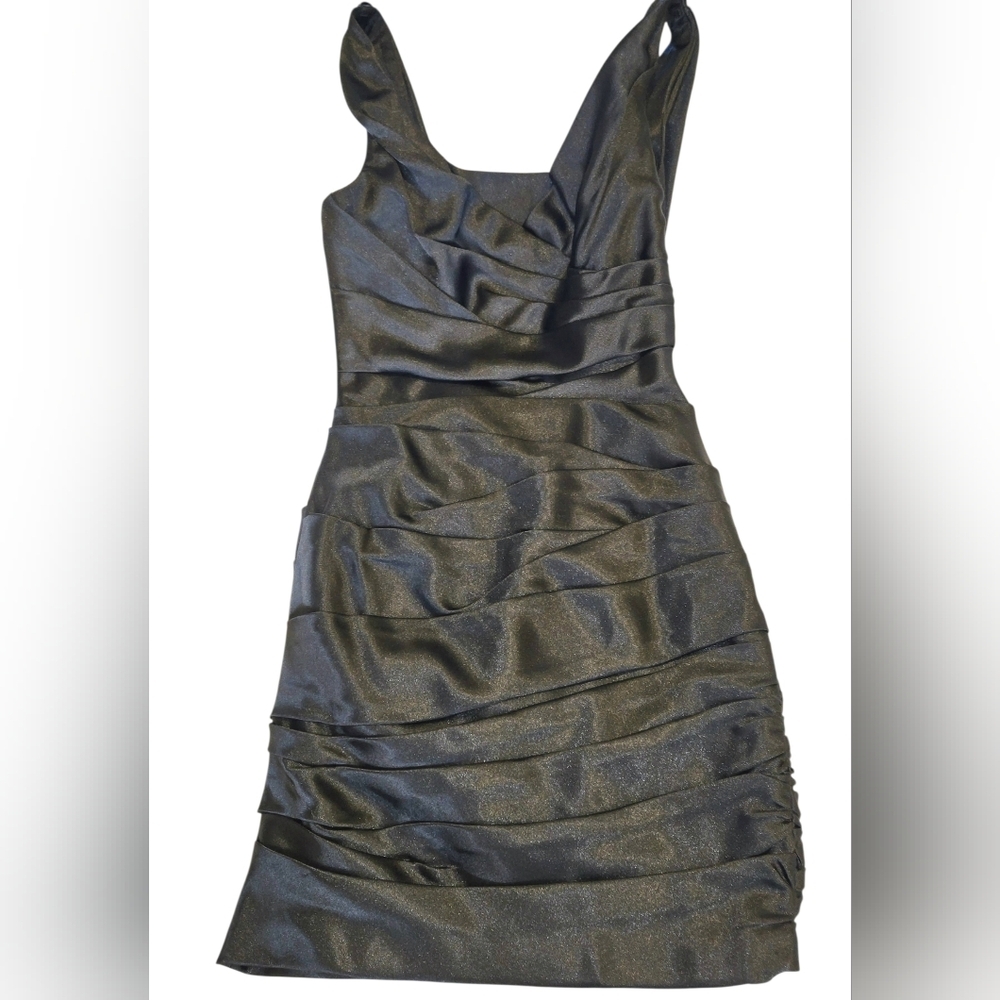 WHBM Women's Elegant Black Sleeveless Dress Cowl Back Ruching Formal Party 2